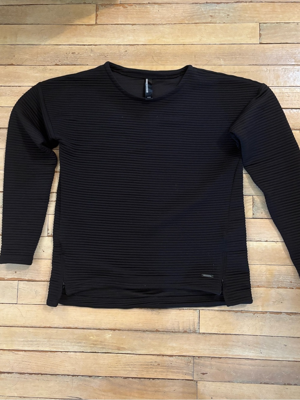 Mondetta Black Ribbed Crewneck Sweatshirt